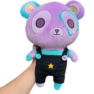 Krew Lunar Teddy Plush Purple Astronomy Stuffed Animal Toy Black Overalls